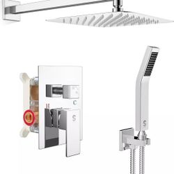 SR SUN RISE 10 Inches Bathroom Luxury Rain Mixer Shower Combo Set Wall Mounted