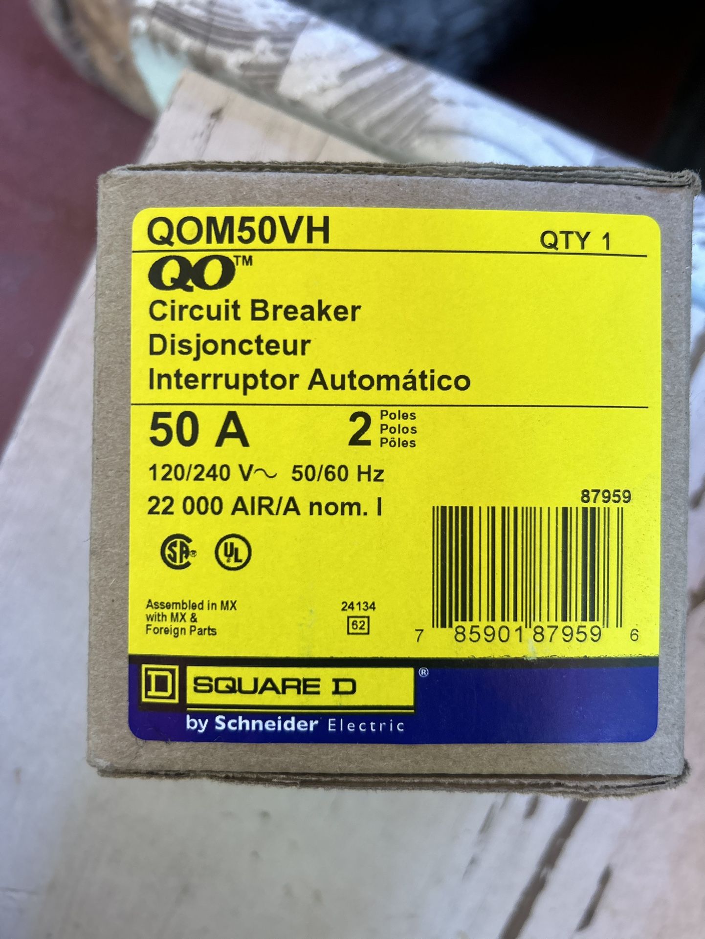 Sqaure D Qom50vh 50A 2P 240V Breaker New Surplus in Box
