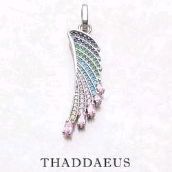925 Sterling Silver Colorful Hummingbird Wing Pendant Necklace With Zircon 