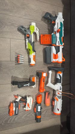 Nerf Modulus Ionfire Blaster,  Tri-Strike, Grip Blaster, Bipod, Long Range Barrel, Scope And Laser Targeting Site