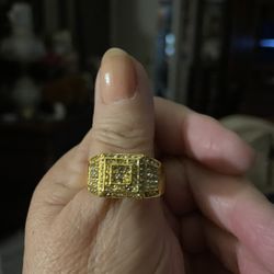 Stunning 14K Gold Plated Ring - Iced Out