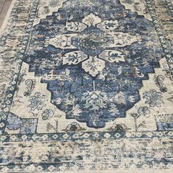 Blue 8x10 washable area rug