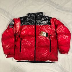 Supreme x The Northface Printed Nuptse Trompe L’oeil Jacket Red X-Large