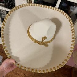 Sombrero Charro White/Gold Hat