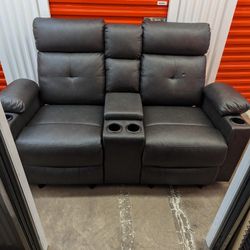 Modern Grey Love Seat Sofa Recliner With Warmer 