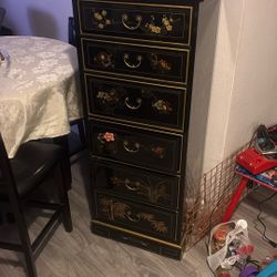 Black 6 Drawer Chest Oriental