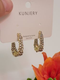 Korean Retro Baroque Round Rhinestone Silver Needle Crystal Hoop Earrings