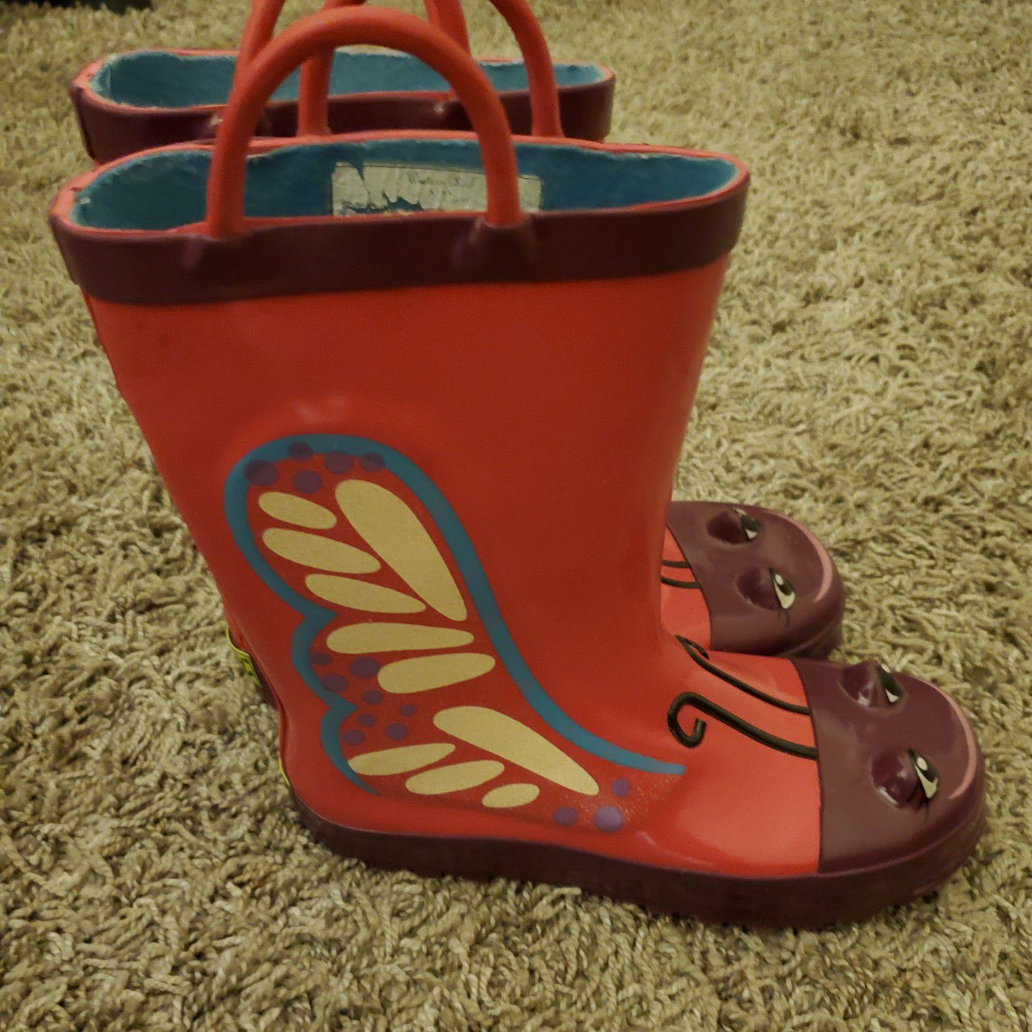 butterfly rain boots garden boots kids size 3 Free if buying any other items.