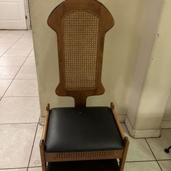 Antique Sold Wood Chair With Storage