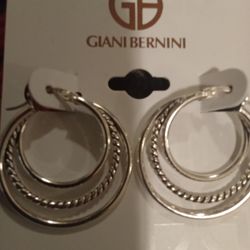 Stearling Silver 1 Inch Hoops And 1/2 And 3/4 Inch Crafted Together