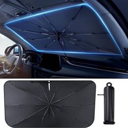 new Windshield Sun Shade - Car Sun Shade Windshield, 55"x30", Sun Shade for Car Window, Cool Reflective Sun Blocker Fits Small Sedans, Mini SUVs, & Ha