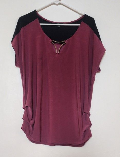 Women's Maroon And Black Blouse Top