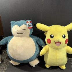 Pokémon Snorlax and pikachu 24’’ plushies 
