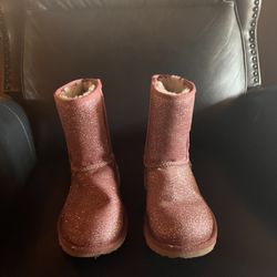 Girls Glitter Pink UGG Boots, Size 3
