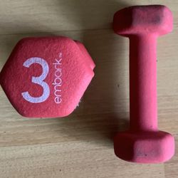 Pair Of Red 3 Pound Dumbbells By Embark