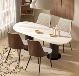 Dining Chairs Set of 2,Modern PU Leather Armless Kitchen Chair, Mid-Century Walnut Style Side Chair with Bentwood Back and Metal Legs for Kitchen Din