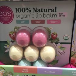EOS Organic Lip Balm 100% Natural 7 PACK Shea Strawberry Vanilla Mint Peach   