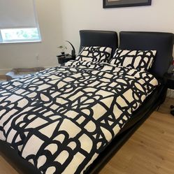 Black Leather Queen Bed frame
