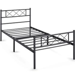 Twin Size, Black Rod, Iron Bedframe