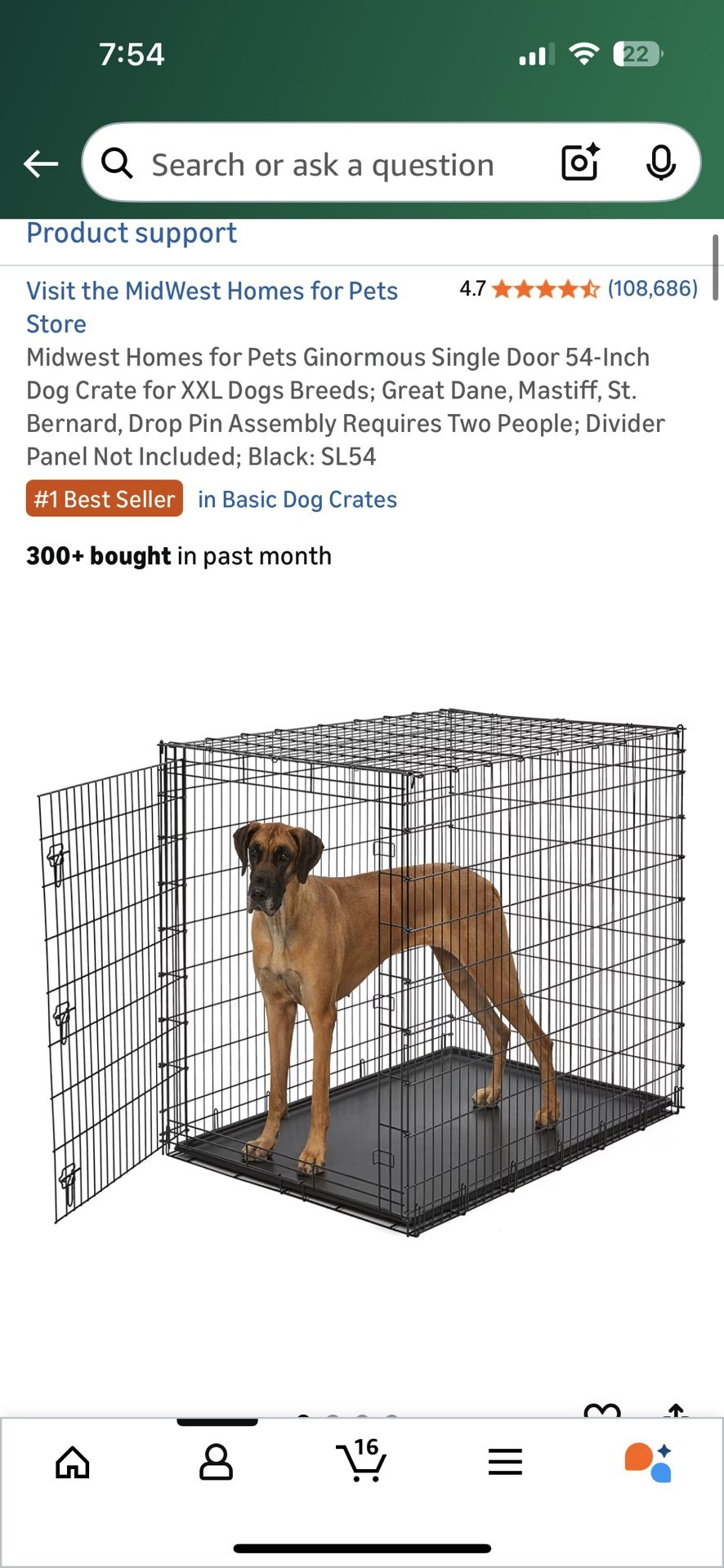 54-Inch Dog Crate for XXL Dogs Breeds Free.