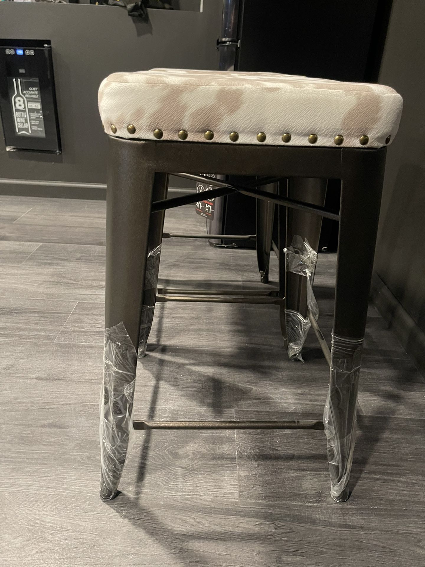 2 Faux Cowhide Counter Stools NWT