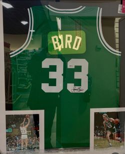 Name Your Price For My Larry Bird Framed & Signed Jersey Includes COA Certificate 