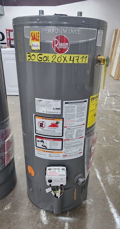 New Water Heater Nat Gas Rheem 30 Gallons With Warranty Garantia Por Escrito
