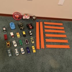 Nascar / Hot Wheels  Toys + Spare Tracks + Magic Ball + Shake Toys 