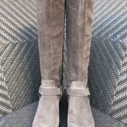 BANDOLINO BONICA women's Boots Harness Tall Dark Taupe/Black Suede Boots Size 7M