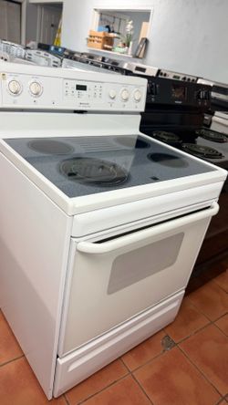 Stove white glass top warranty included