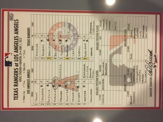 ANAHEIM ANGELS LINE UP SHEET