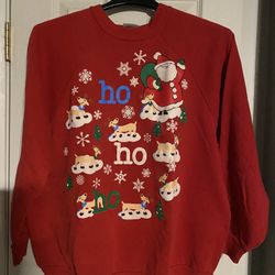 Red Ho Ho Ho  Santa & Reindeer Sweatshirt  - Plus Size 3X 