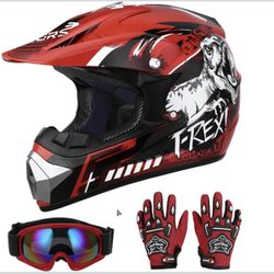 Oumurs DOT Youth Dirt Bike Helmet with Goggles & Gloves for 5-14 Years Old, Youth ATV Helmets for Youth Boys Girls, Size S