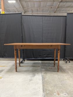 Solid Wood Drop-Top Table with Turned Legs