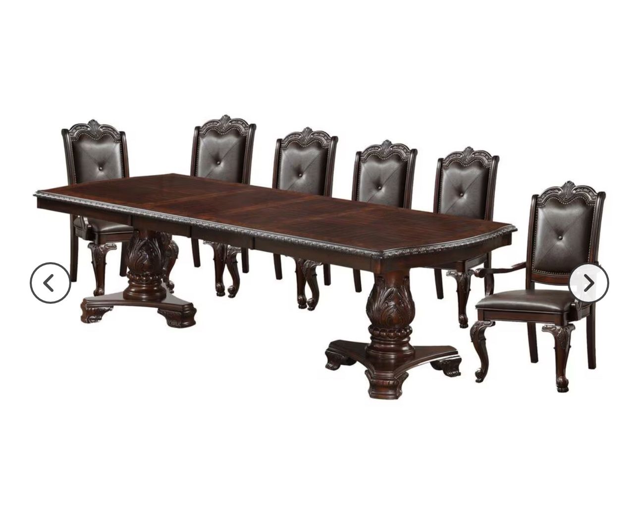 9-Piece Double Pedestal Dining Set in Rich Brown