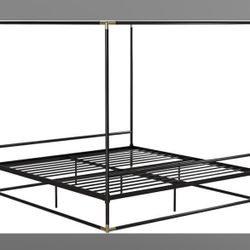 Black And Gold Metal King Size Canopy Frame 