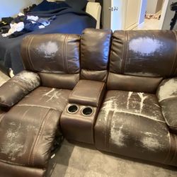 Slightly Damaged Leather Couch