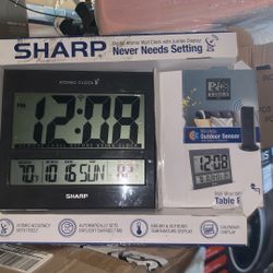 Sharp digital atomic wall clock with jumbo display