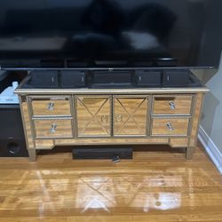Mirror & Gold Wood Tv stand