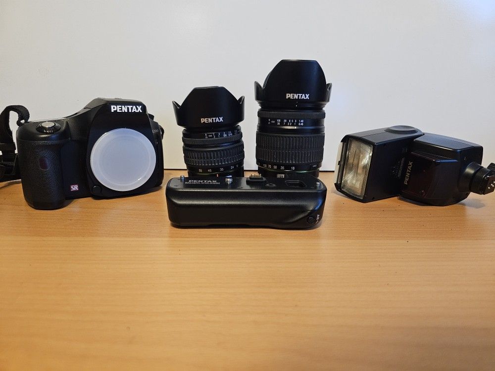 Pentax K200D Digital SLR Kit With Lenses, Flash And Battery Grip