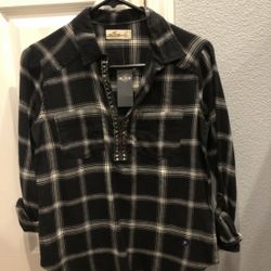 NEW Black Plaid Flannel Top