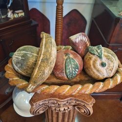 Mid-Century Modern Hand Painted Terracotta Fruit Bowl Centerpiece