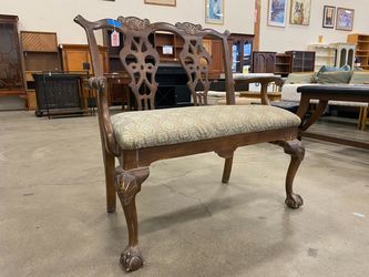 Vintage Claw Foot Chippendale Style Bench Seat