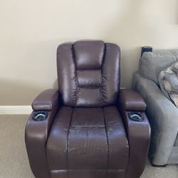 Bonded Leather Recliner With Cover 