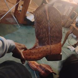 Size 10 Authentic Ostrich Cowboy Boots