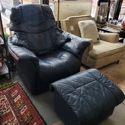 Vintage Ekornes Stressless Recliner Chair And Footstool