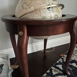 WORLD GLOBE WITH WOOD STAND 