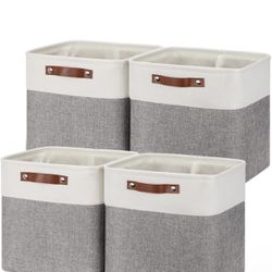 12 Inch Storage Baskets Foldable Fabric Storage Cubes 4PCs Storage Bins Organizer with Handles, Baskets for Organizing Clothes, Toys, Towels (W