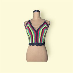 Rasta Crochet Crop Top