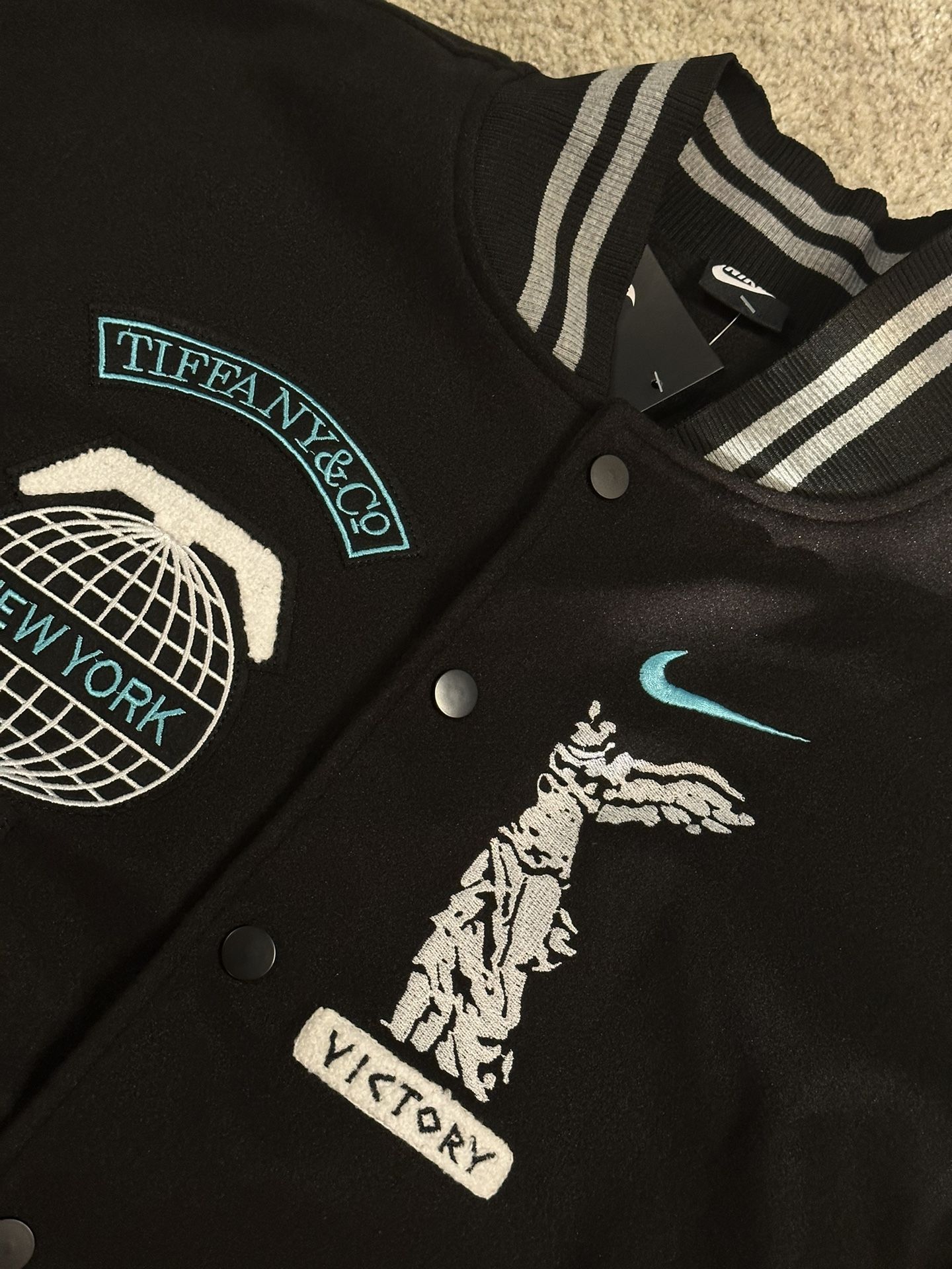 HypeNeverDies on X: TIFFANY & CO x NIKE Varsity Jacket And